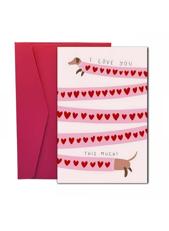 Kandid Cute Valentine's Card 1pc "I Love You Thisssss Much" (Dog) - Image 1
